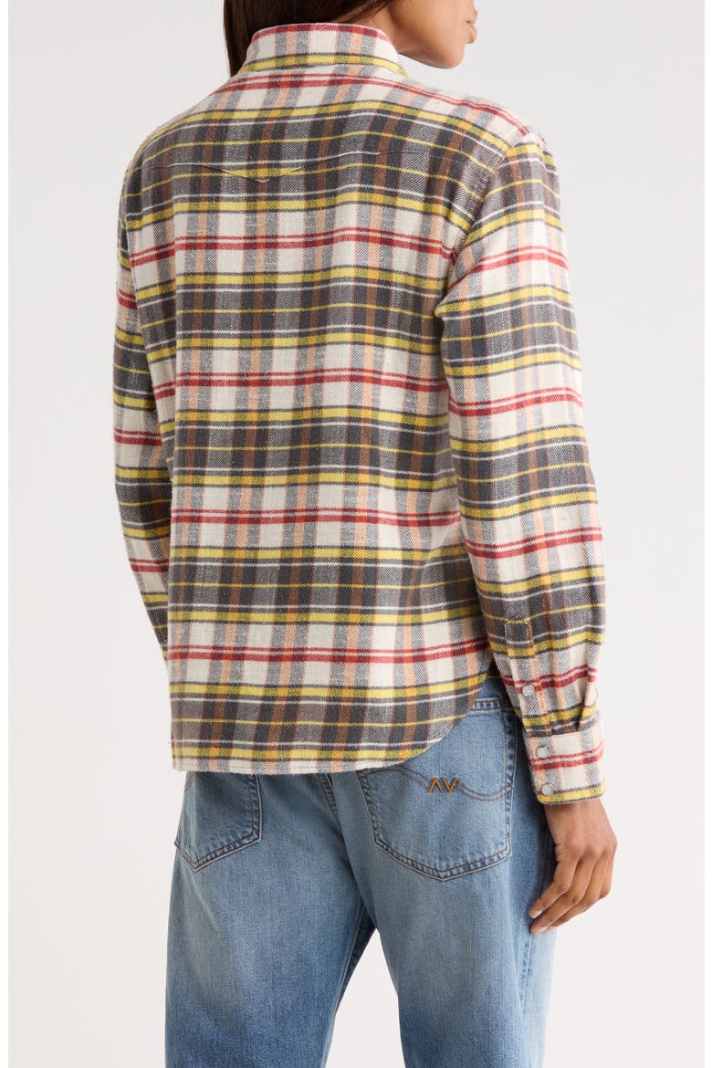 Slim Fit Plaid Flannel Western Shirt, Alternate, color, CREAM WHITE GREY ORANGE PLAID