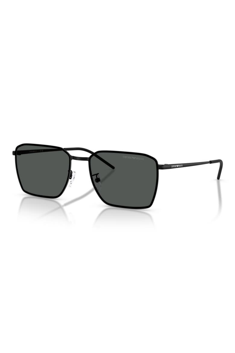 60mm Square Sunglasses, Alternate, color, MATTE BLACK / DARK GREY
