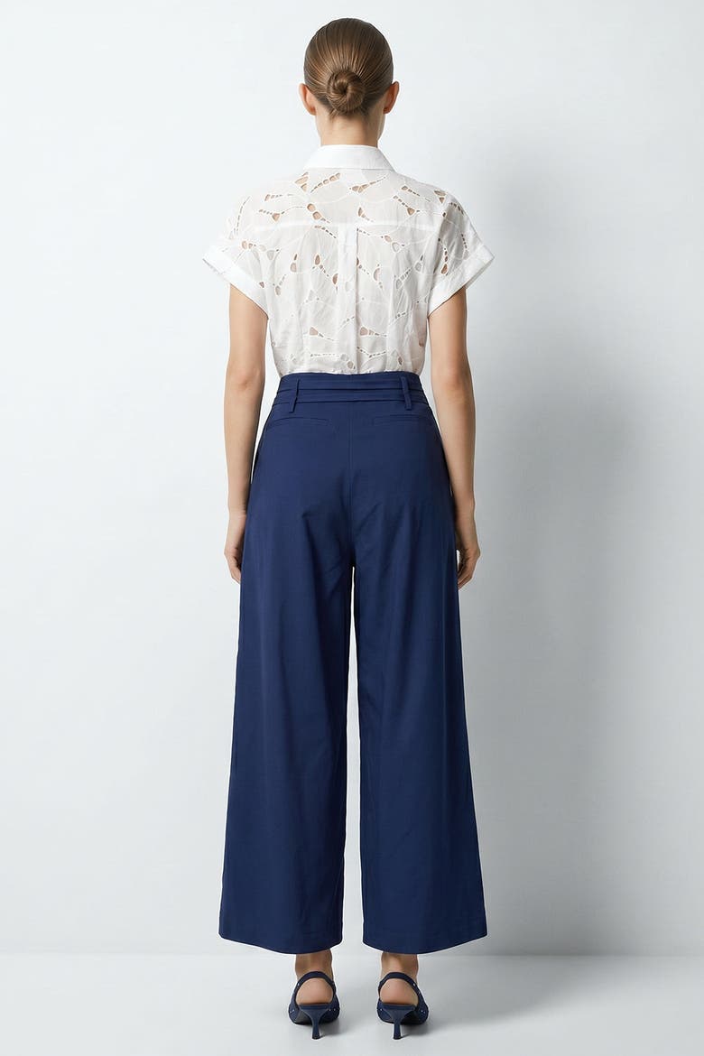 Mckenna Belted High Waisted Pleated Pants, Alternate, color, Navy