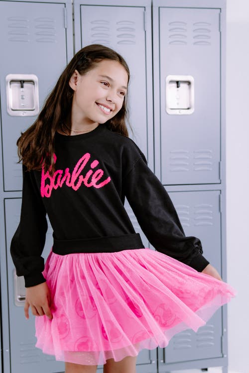 Barbie Long Sleeve Tulle Dress In Pink
