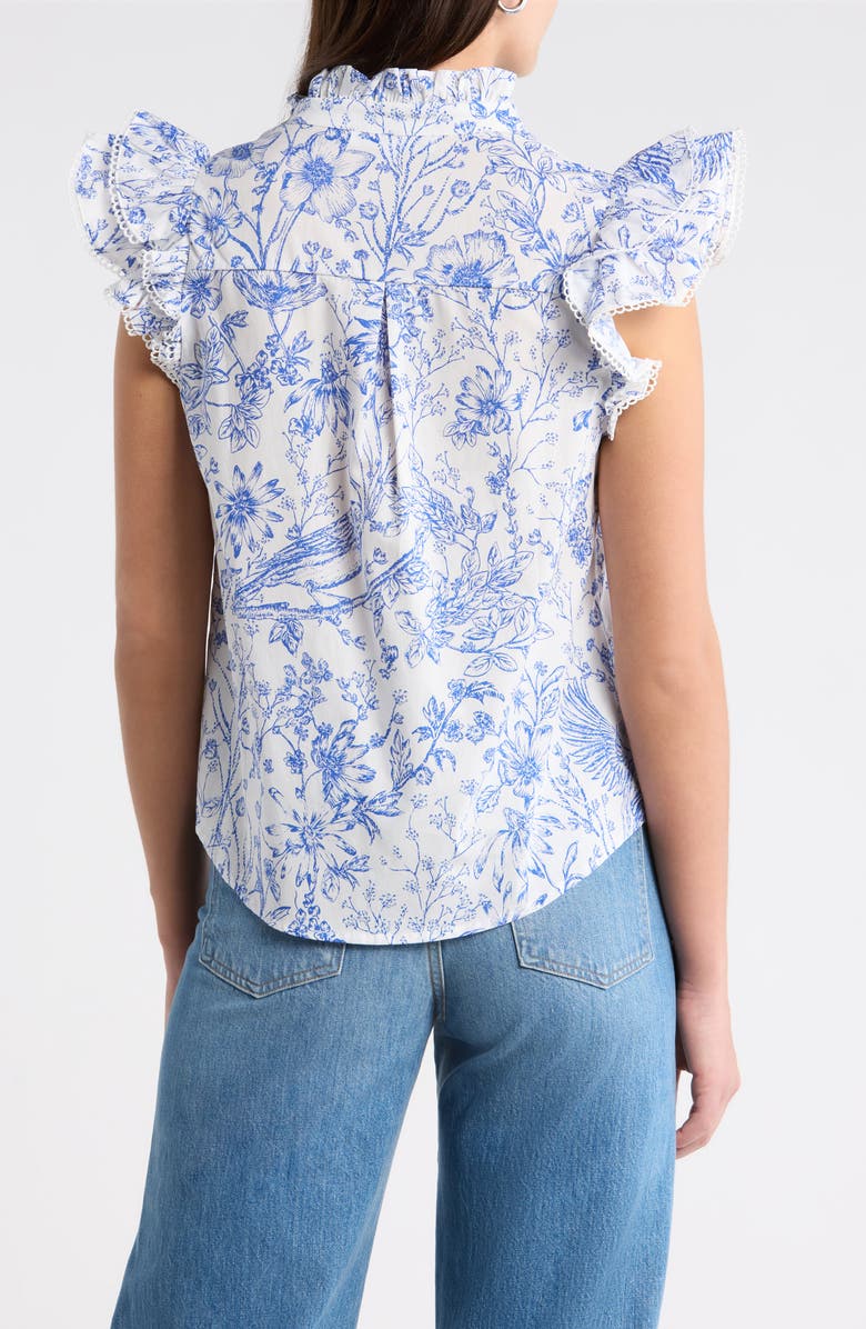 SUGARLIPS Eve Floral Cotton Button-Up Shirt, Alternate, color, Blue-White
