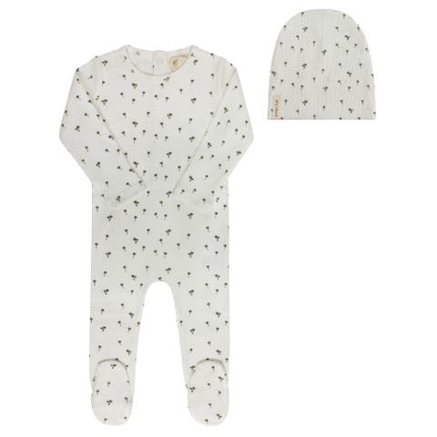 Printed Palm Trees Collection - Baby Boy Footie and Beanie
