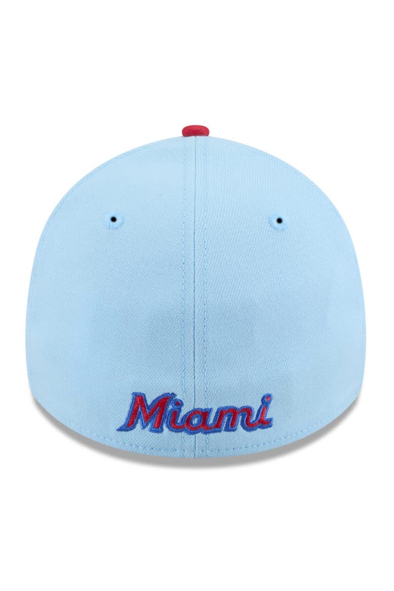 Men's New Era Light Blue/Red Miami Marlins 2025 Fourth of July 39THIRTY Flex Hat, Alternate, color, Light Blue