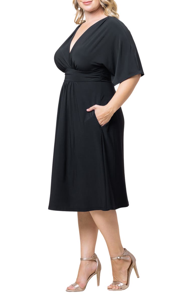 Gia Floral Midi Dress, Alternate, color, BLACK NOIR