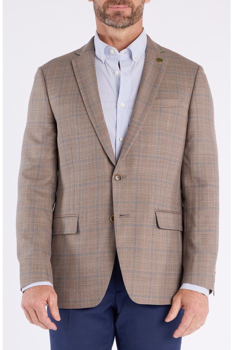 Windowpane Wool Blend Sport Coat, Main, color, TAUPE
