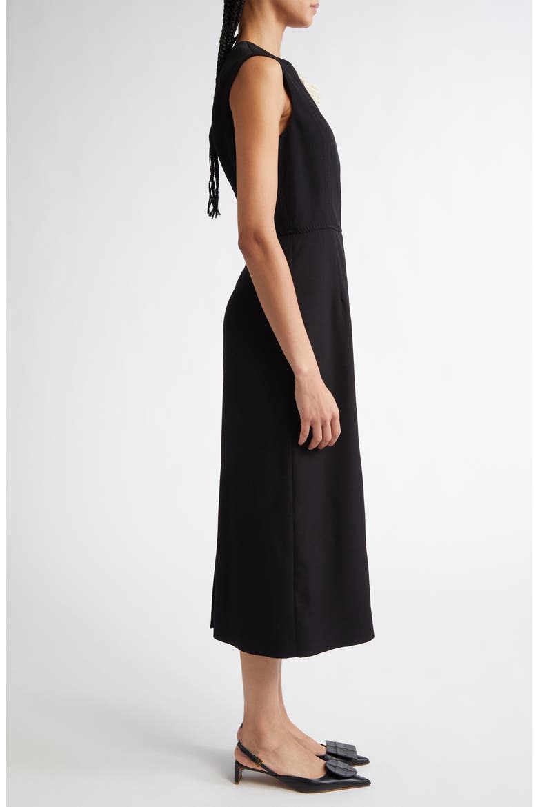 Embroidered Wool Pencil Cocktail Dress, Alternate, color, BLACK