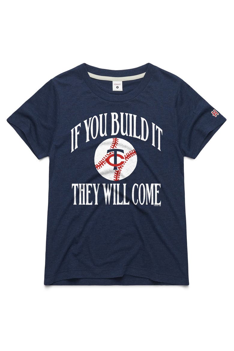 Women's Homage Navy Minnesota Twins 2026 Field of Dreams If You Build It Tri-Blend T-Shirt, Main, color, Navy