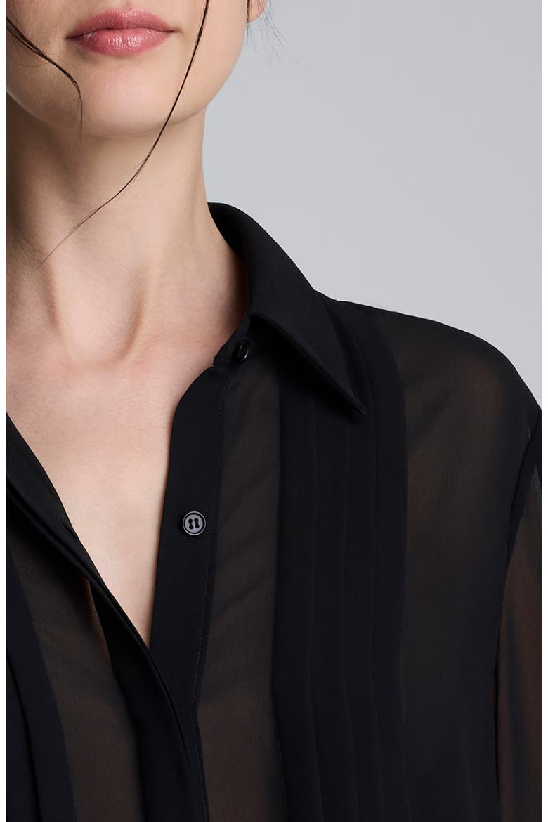 Pleated Point Collar Shirt, Alternate, color, BLACK