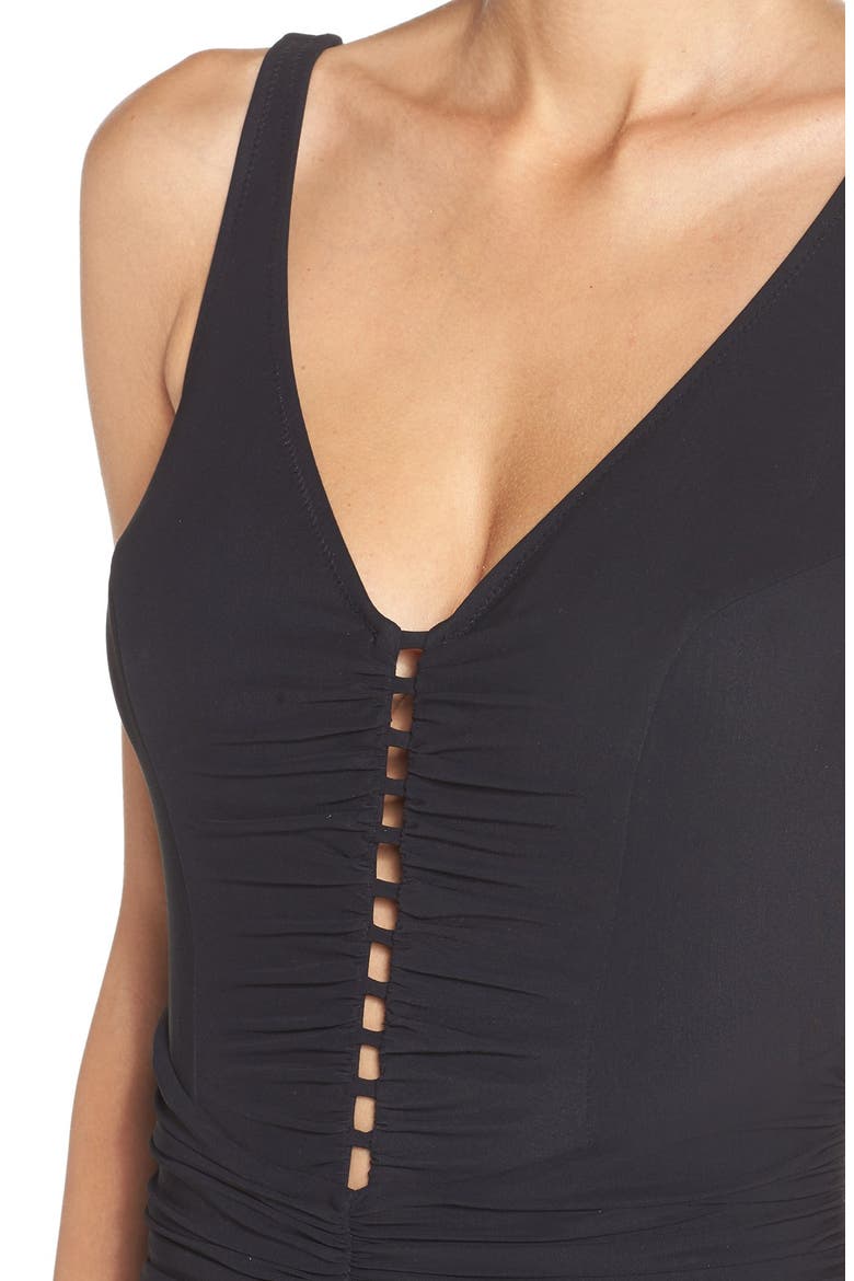 Cocktail Party One-Piece Swimsuit, Alternate, color, BLACK