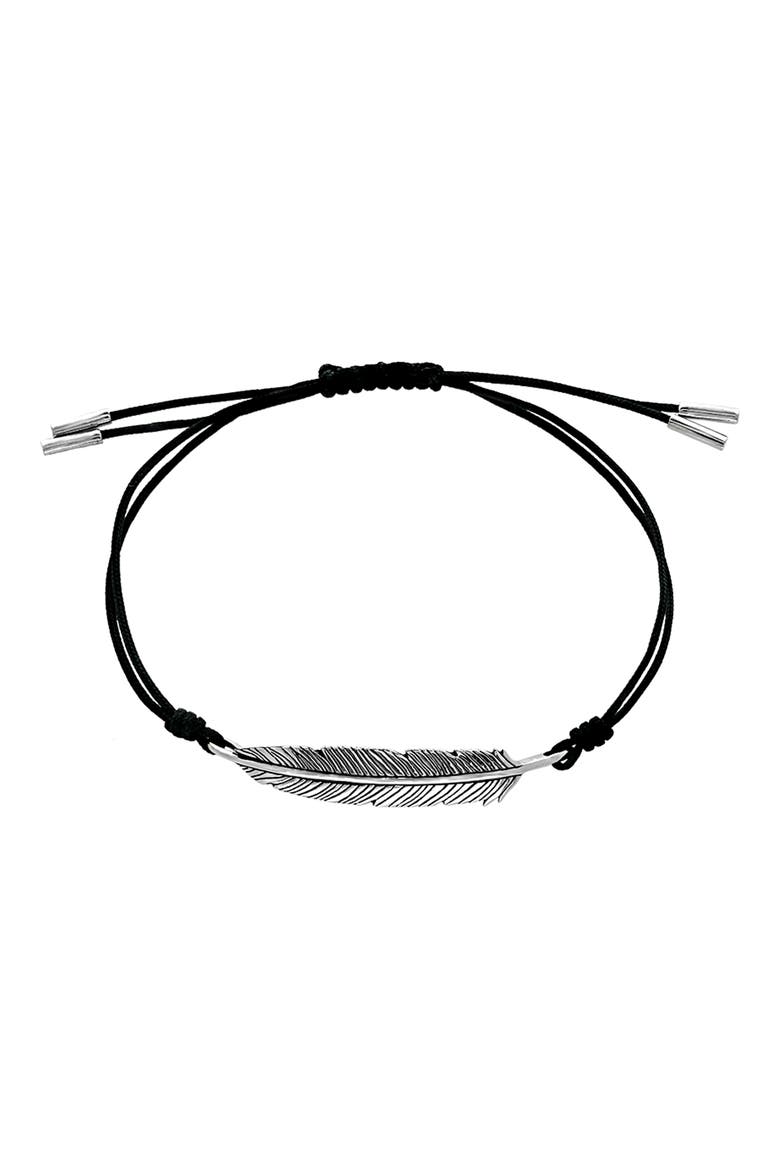 Antiqued Feather Slide Bracelet, Main, color, BLACK