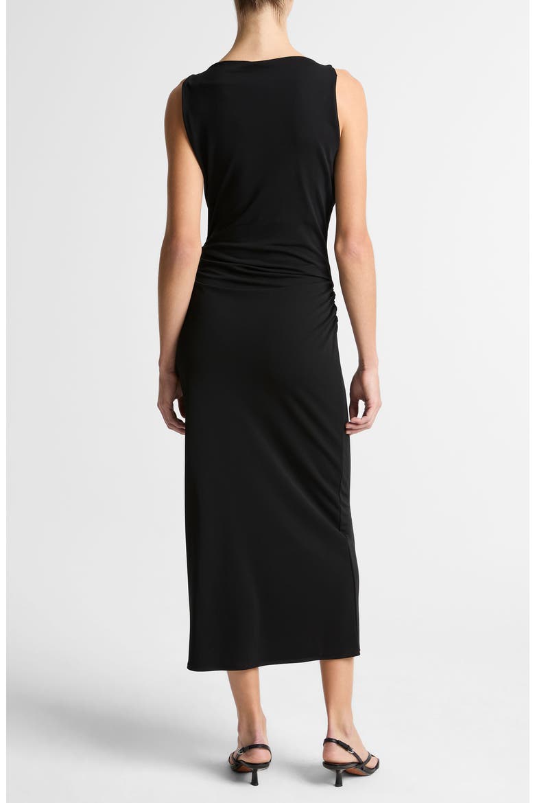 Cowl Neck Matte Jersey Midi Dress, Alternate, color, BLACK