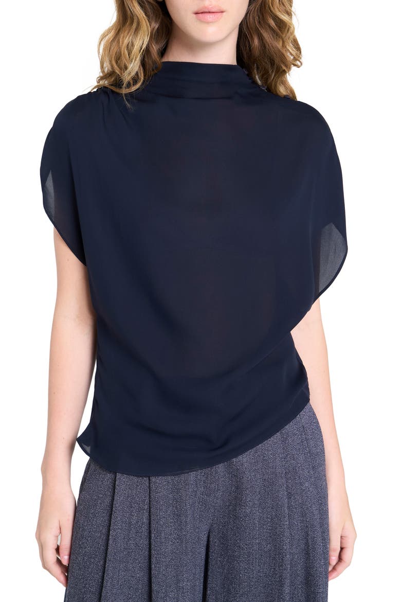 Wish You Would Stretch Silk Top, Main, color, MIDNIGHT
