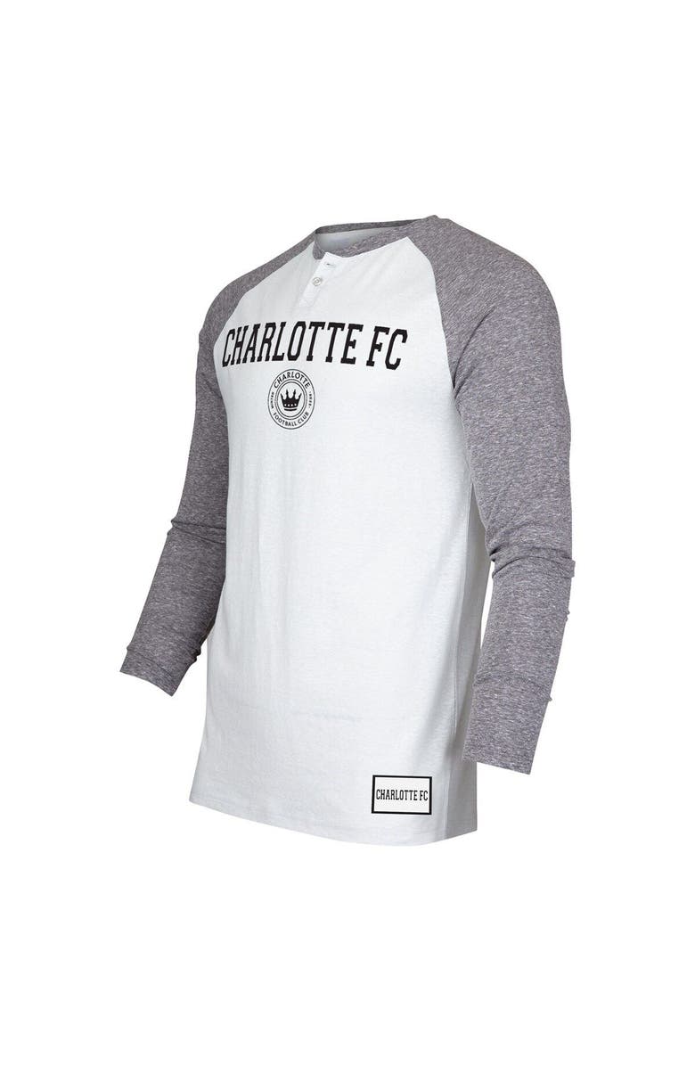 CONCEPTS SPORT Men's Concepts Sport White/Charcoal Charlotte FC Concord Henley Raglan Long Sleeve T-Shirt, Alternate, color, White