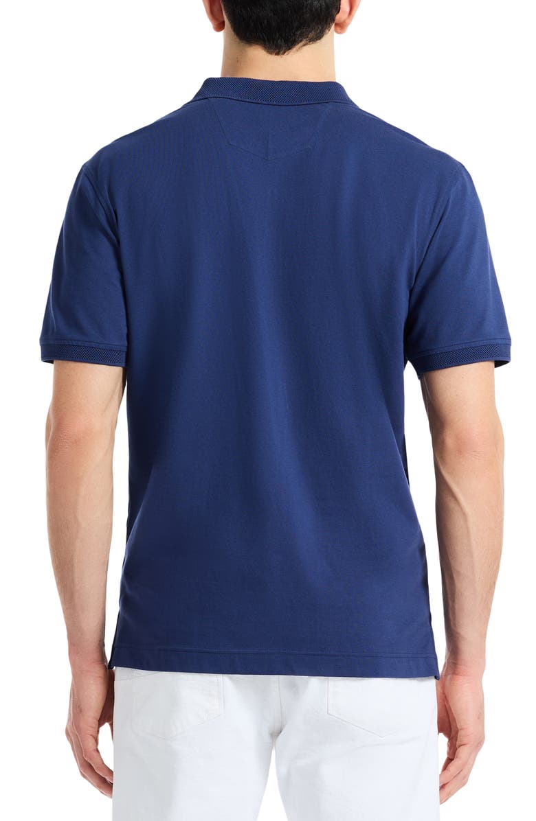 Robert Graham Monkey Business Embroidered Cotton Piqué Polo, Alternate, color, Navy