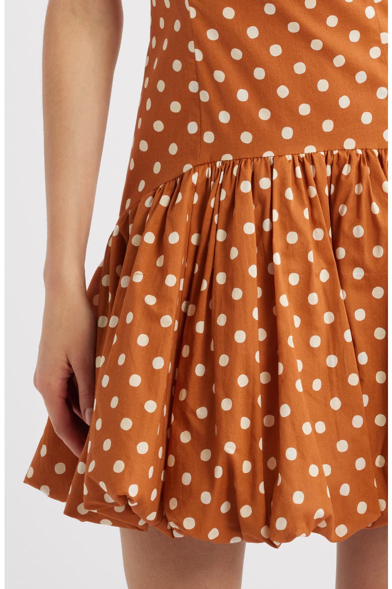 Sleeveless Drop Waist Bubble Hem Minidress, Alternate, color, COPPER DOTS