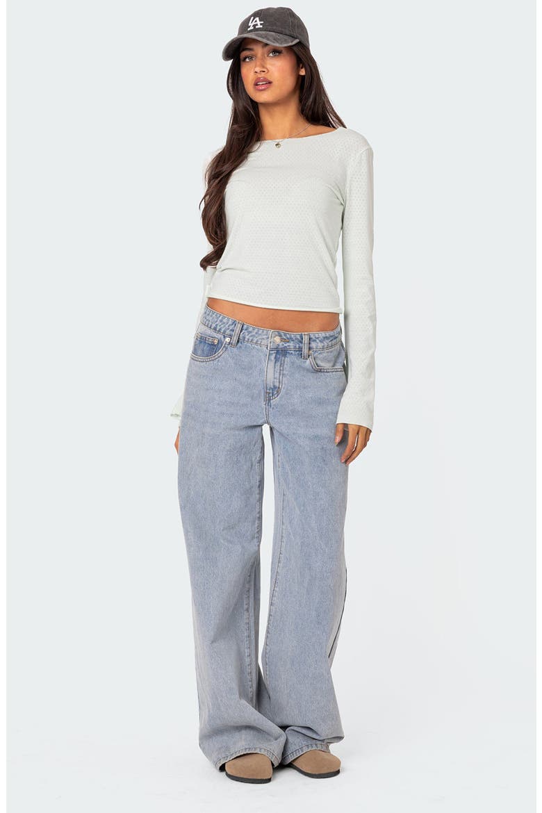 Maddison Long Sleeve Crop T-Shirt, Alternate, color, LIGHT-BLUE