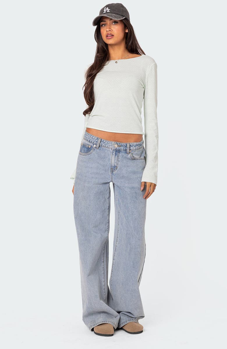 EDIKTED Maddison Long Sleeve Crop T-Shirt, Alternate, color, Light-Blue