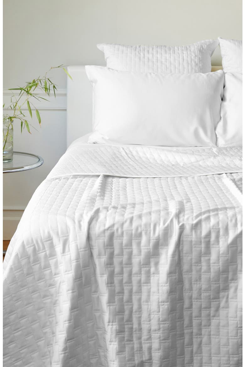 Luxury 100% Viscose Cooling Quilted Brick Coverlet, Alternate, color, WHITE