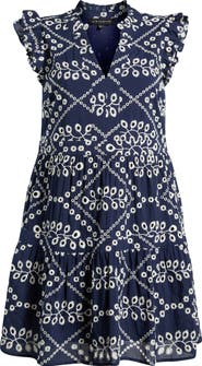 GIBSONLOOK Flutter Sleeve Cotton Eyelet Minidress