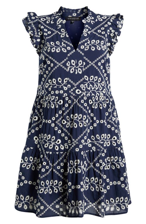 GIBSONLOOK GIBSONLOOK FLUTTER SLEEVE COTTON EYELET MINIDRESS