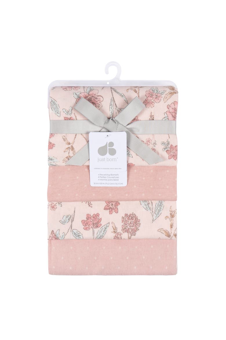 Pink Cotton Flannel Swaddles 4-Pack, Alternate, color, Floral