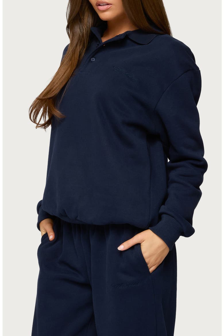 Jayce Oversized Polo Sweatshirt, Alternate, color, NAVY
