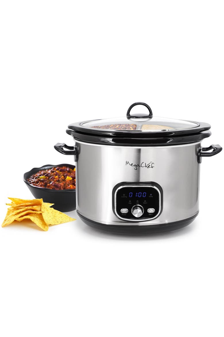6 Quart + 2.6 Quart Split Electric Slow Cooker, Main, color, Grey