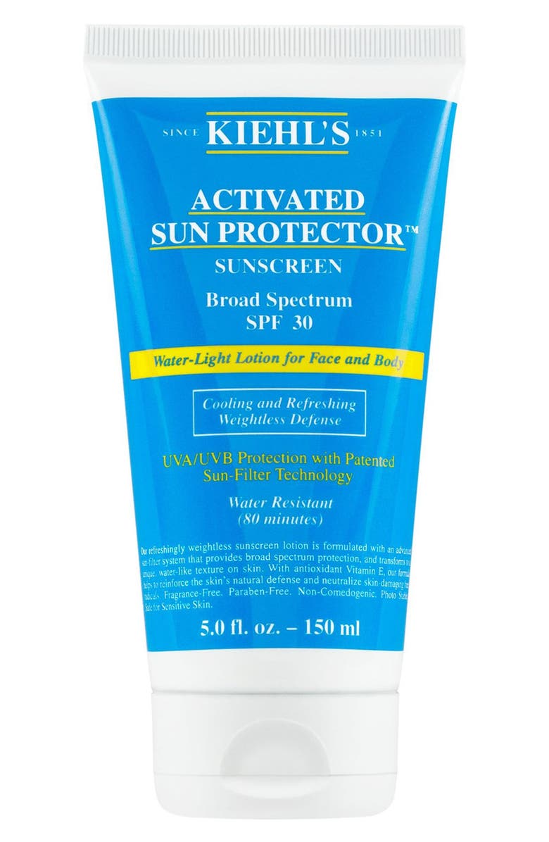 Kiehl's Since 1851 Activated Sun Protector Sunscreen Aqua Lotion for Face & Body Broad Spectrum SPF 30, Main, color, 