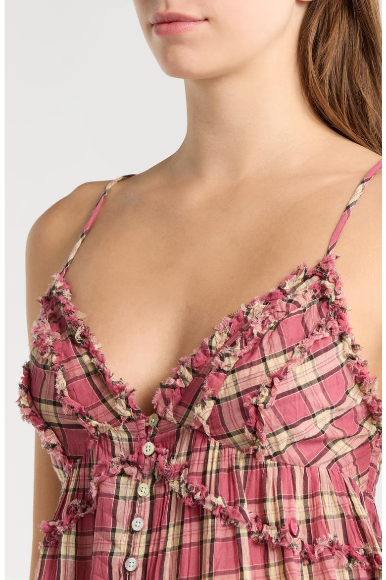 Clara Mix Print Ruffle Trim Top, Alternate, color, RED CHECK