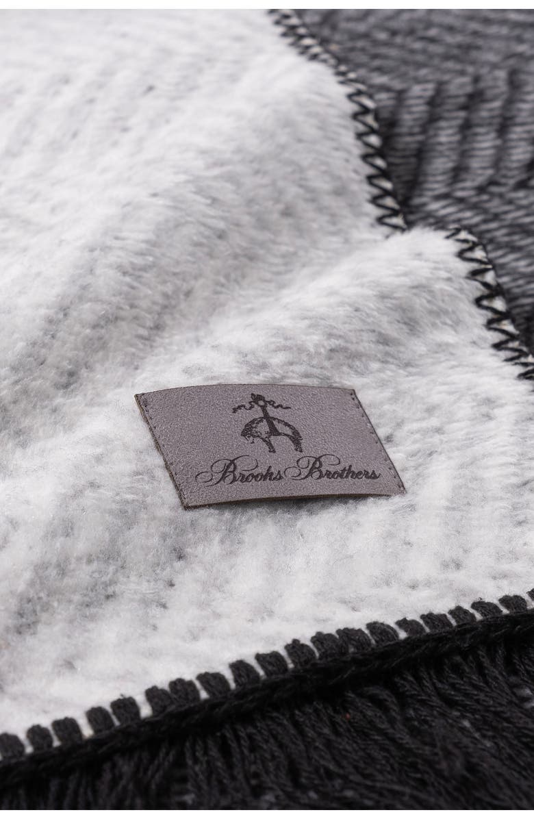 Brooks Brothers Logo Turkish Cotton Throw Blanket, Alternate, color, Black