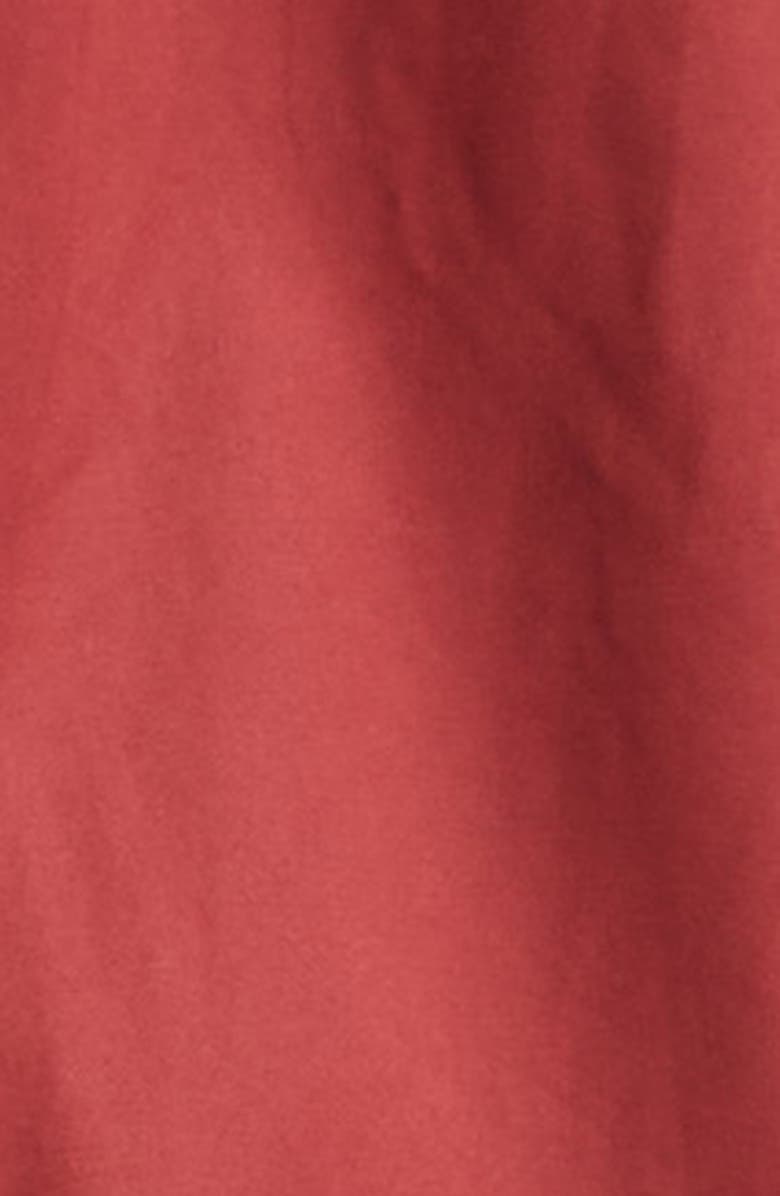 Saint Laurent Long Sleeve Cotton Ruffle Off the Shoulder Minidress, Alternate, color, Rouge Fonce