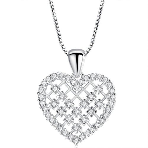 Hollywood Sensation Crystal Heart Necklace In Silver