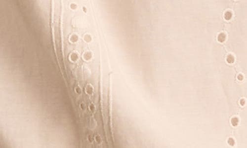 Shop Lucky Brand Embroidered Eyelet Short Sleeve Smocked Hem Top In Tofu