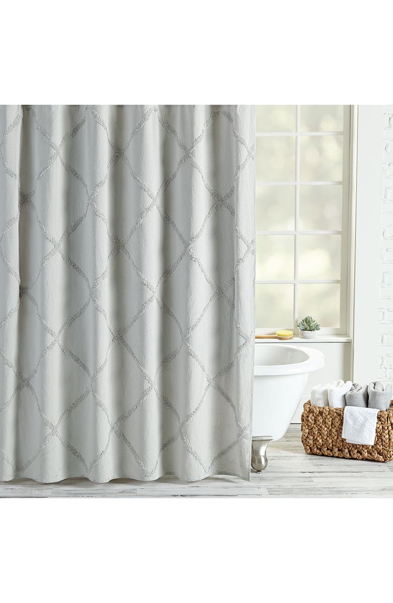 Peri Home Chenille Lattice Shower Curtain, Main, color, 