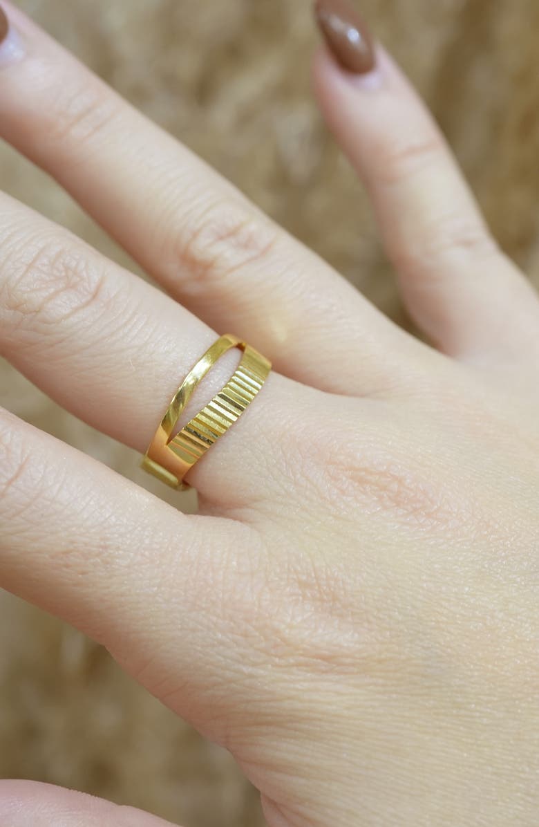 Argento Vivo Sterling Silver Diamond Cut Stack Ring, Alternate, color, Gold