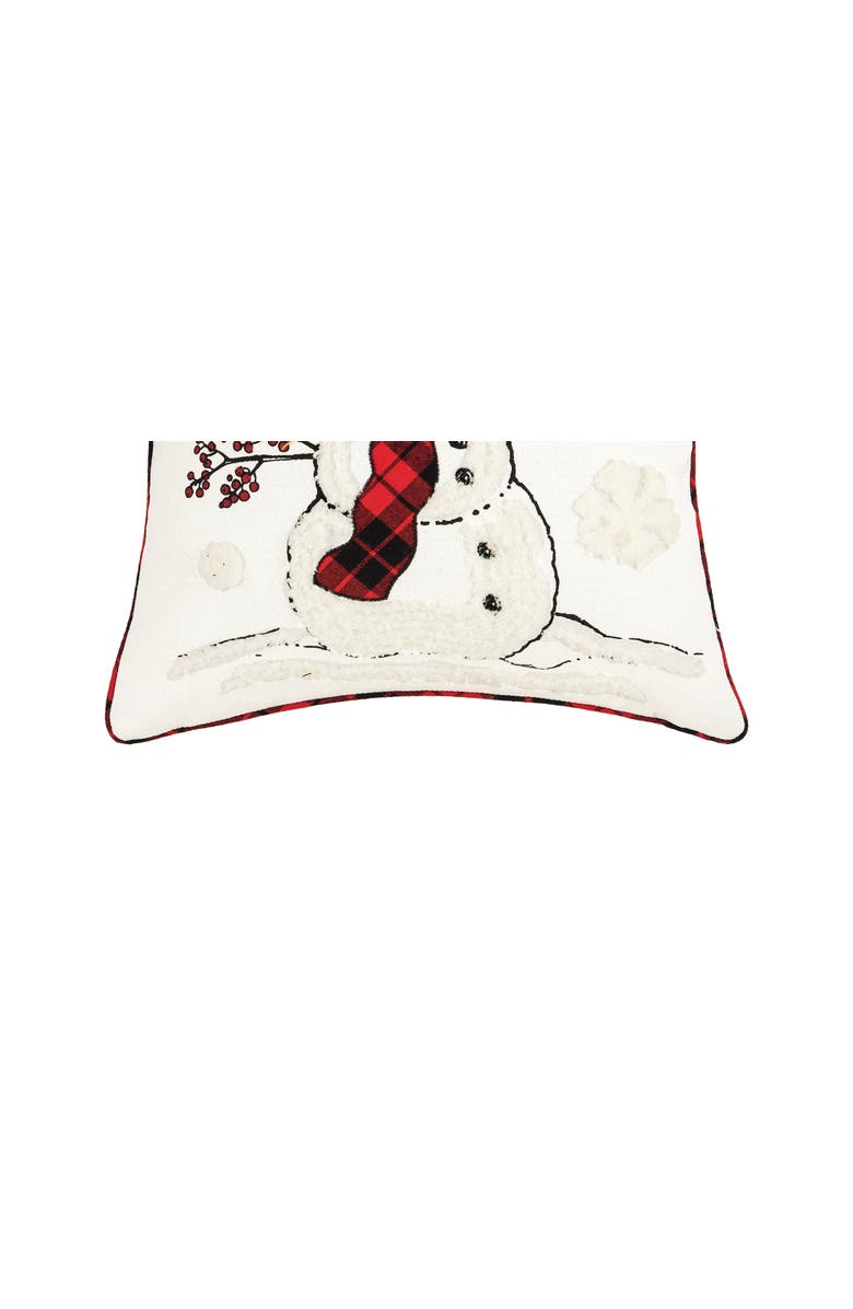 C&F Home Christmas Snowman & Red Cardinal Bird Embroidered Accent Throw Pillow 18" x 18", Alternate, color, White