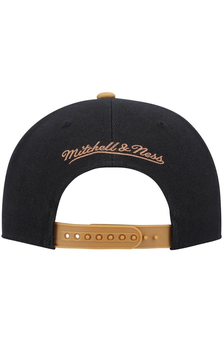 Mitchell & Ness Men's Mitchell & Ness Black/Tan Philadelphia 76ers Hardwood Classics Gradient Wordmark Snapback Hat, Alternate, color, 