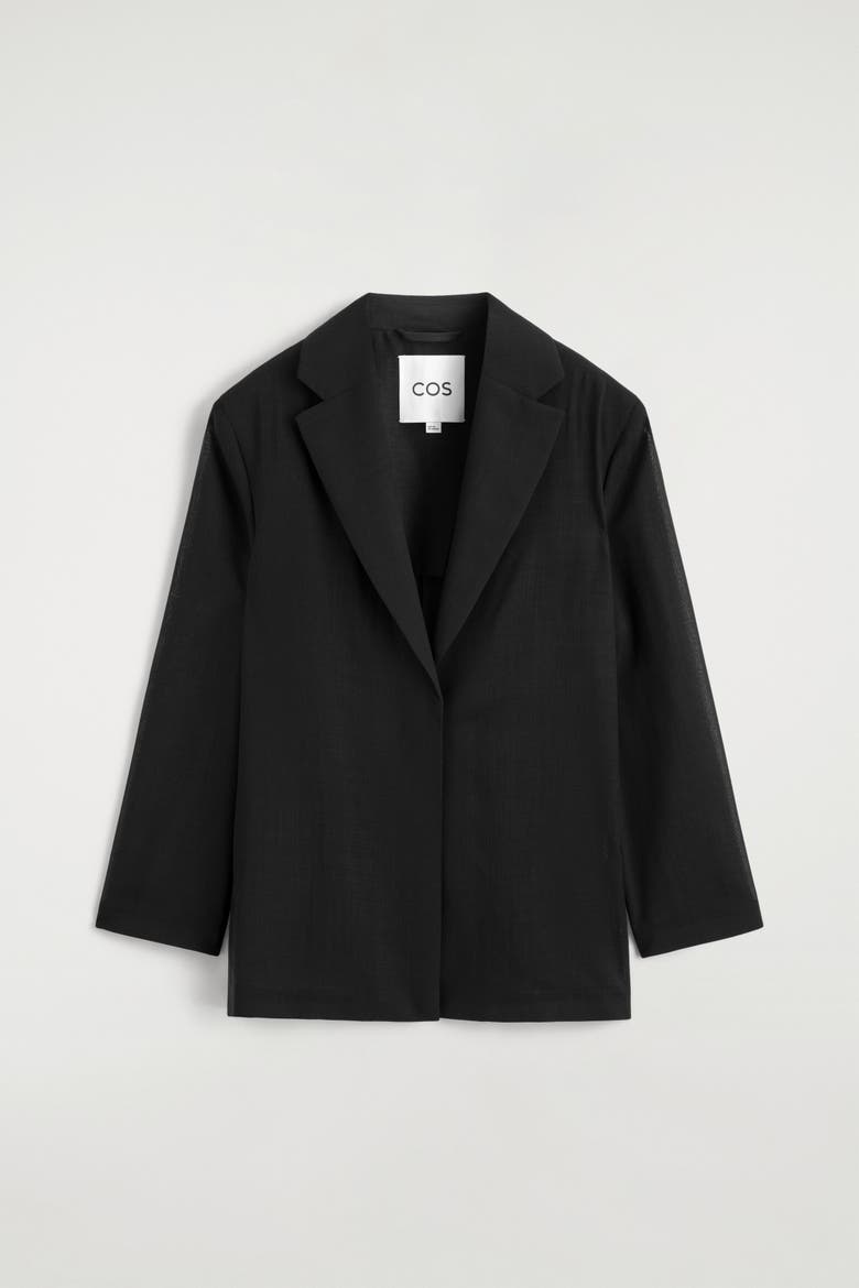 Fluid Wool-voile Blazer, Alternate, color, BLACK