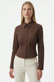 Exquise Felecia Long Sleeve Crop Shirt
