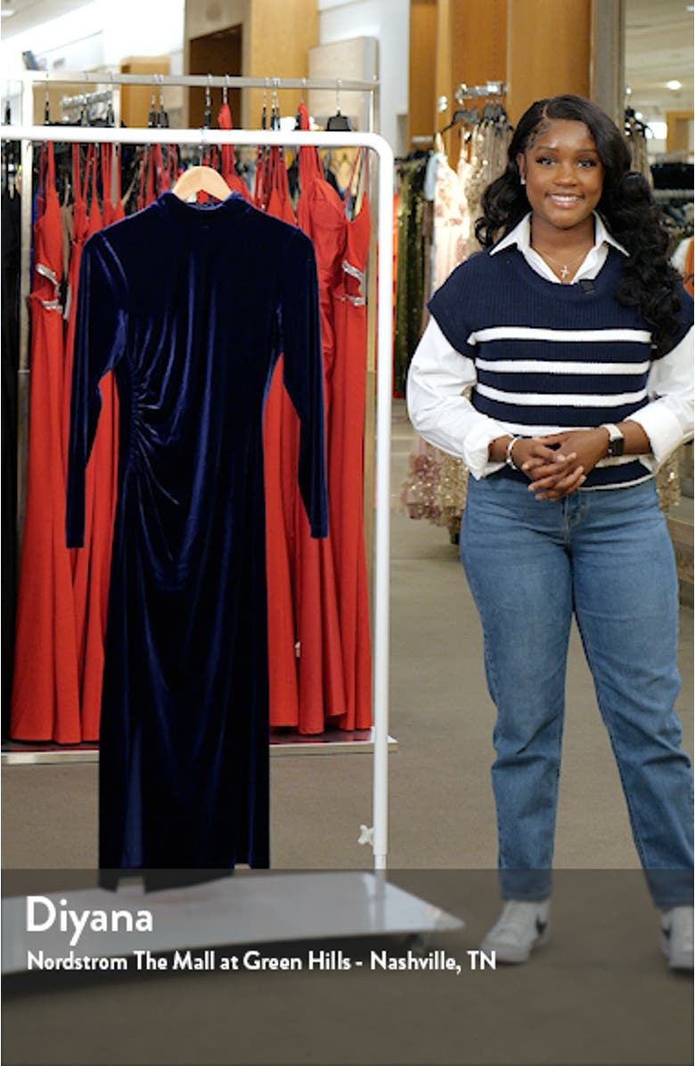 Ruched Long Sleeve Velvet Dress, sales video thumbnail