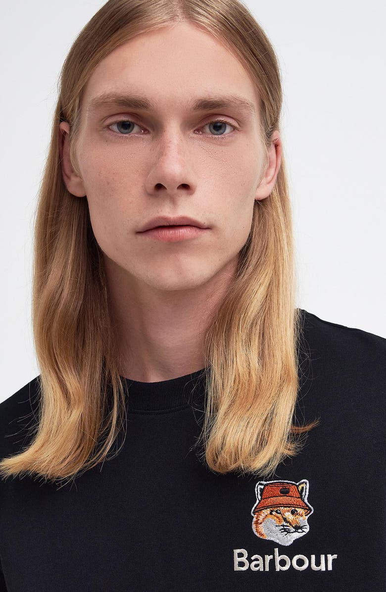 Barbour x Maison Kitsuné Long Sleeve Cotton Logo Graphic T-Shirt