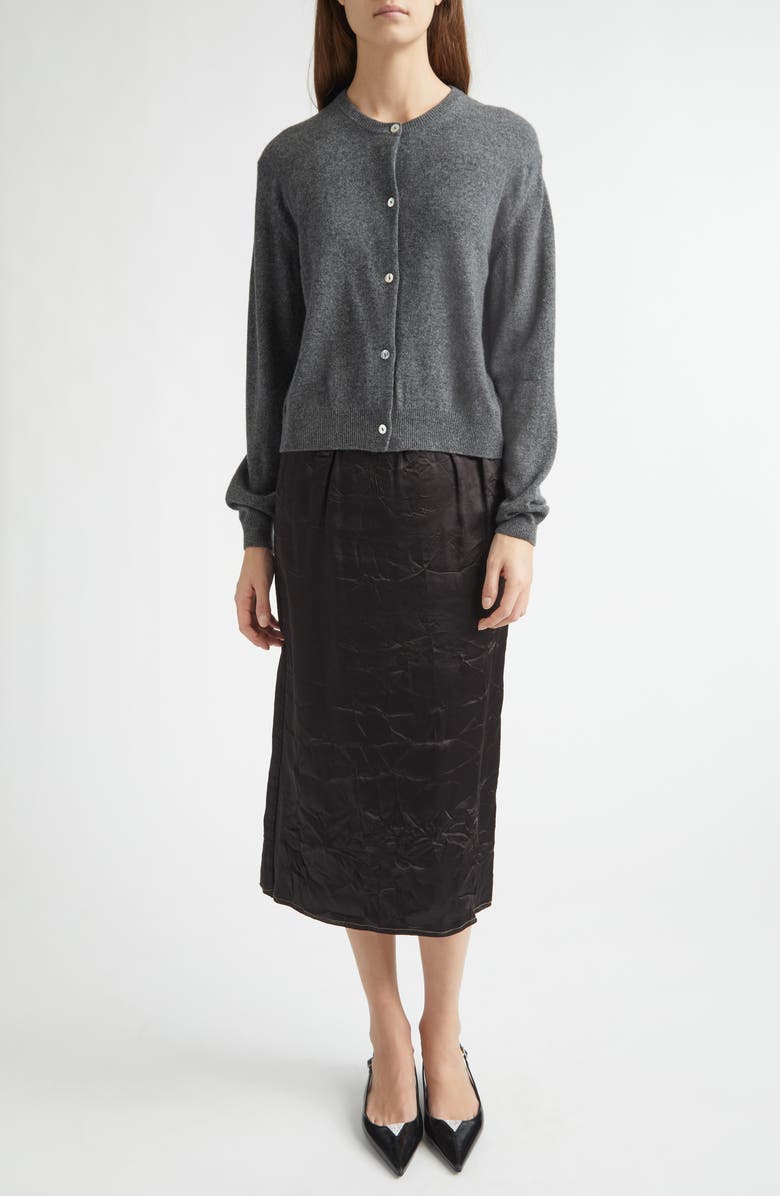 NACKIYÈ Crayon Crinkled Satin Pencil Skirt, Alternate, color, Noir