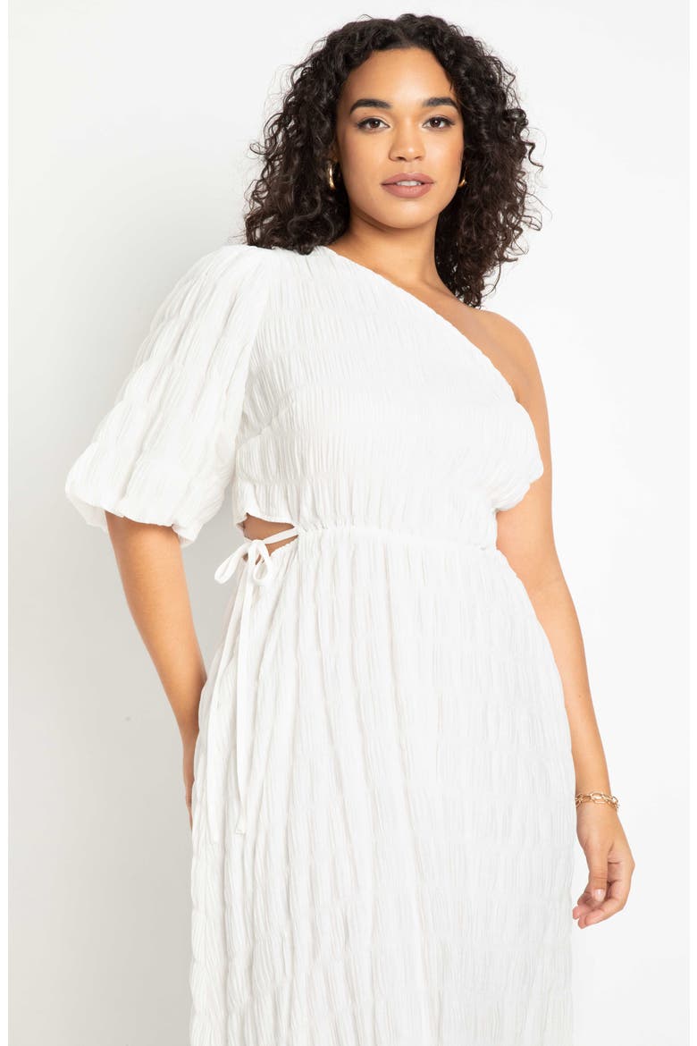 One-Shoulder Side Cutout Dress, Alternate, color, TRUE WHITE