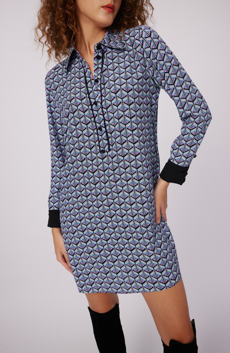 DVF Tamina Geo Print Long Sleeve Shirtdress, Alternate, color,