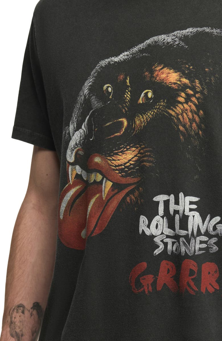 Lucky Brand Rolling Stones Grrr Cotton Graphic T-Shirt, Alternate, color, Jet Black