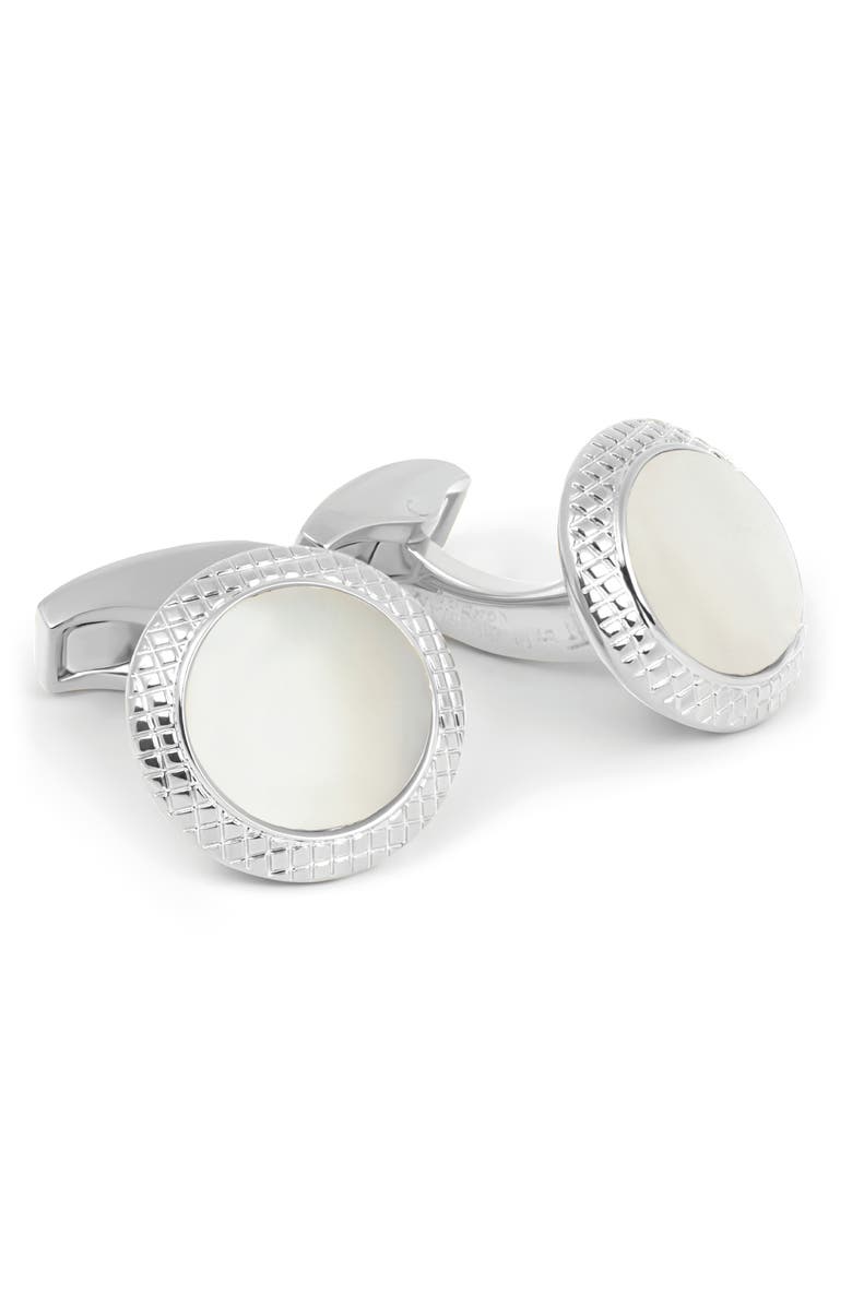 Tateossian Mother-of-Pearl Bullseye Cuff Links, Main, color, White