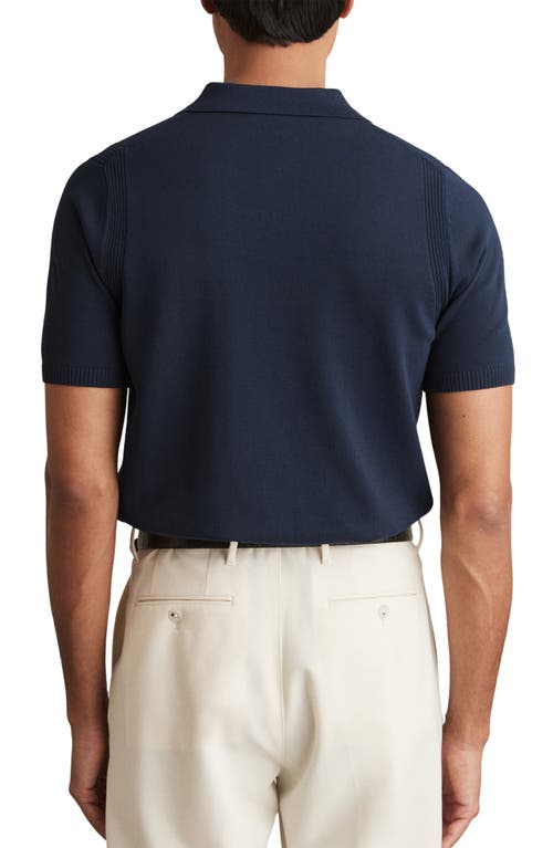 Reiss Berkley Slim Fit Quarter Zip Knit Polo Shirt In Navy