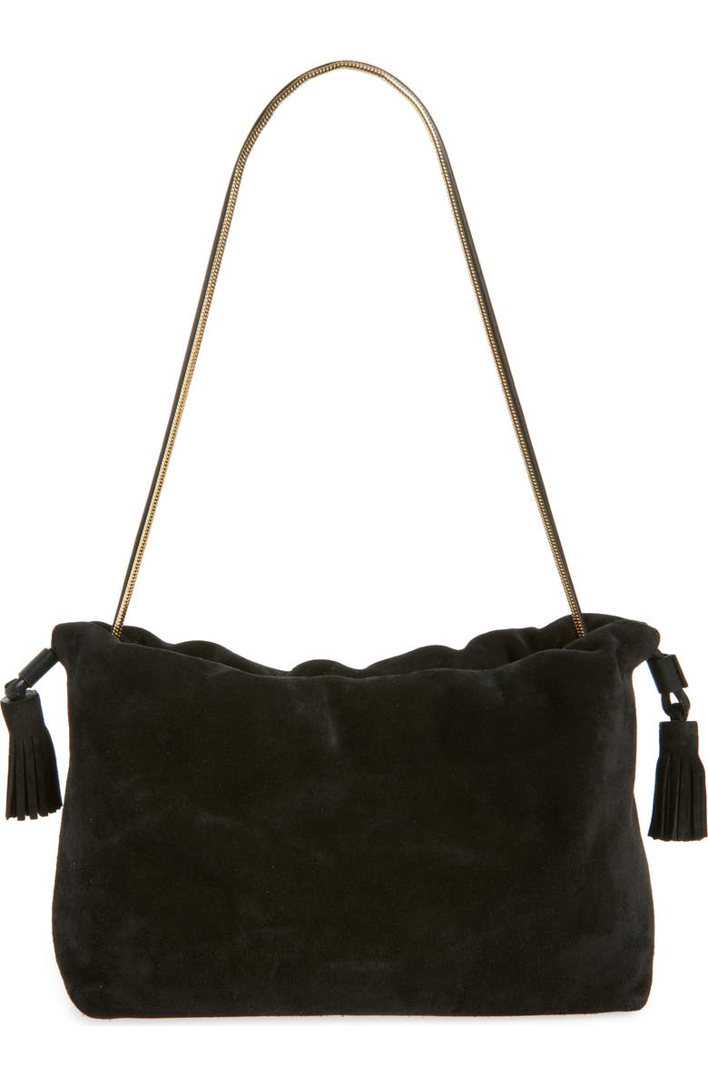 Veronica Beard Stash Suede Shoulder Bag, Main, color, Black