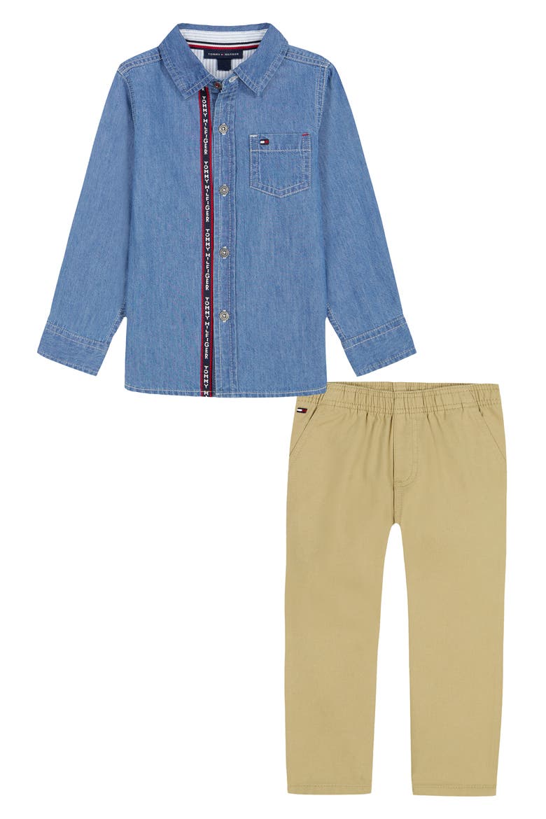 Kids' 2-Piece Shirt & Pants Set, Main, color, BLUE BEIGE