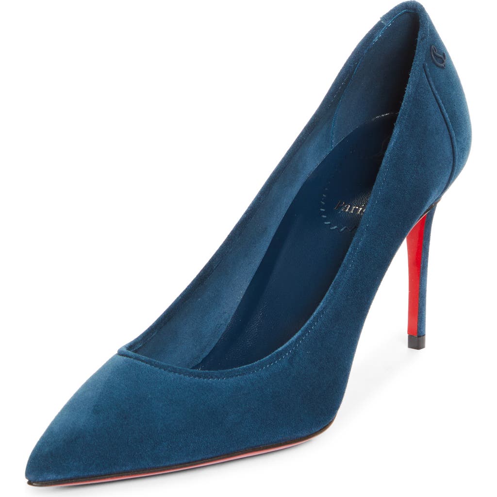 Christian Louboutin Kate Suede Red Sole Classic Pumps In Blue